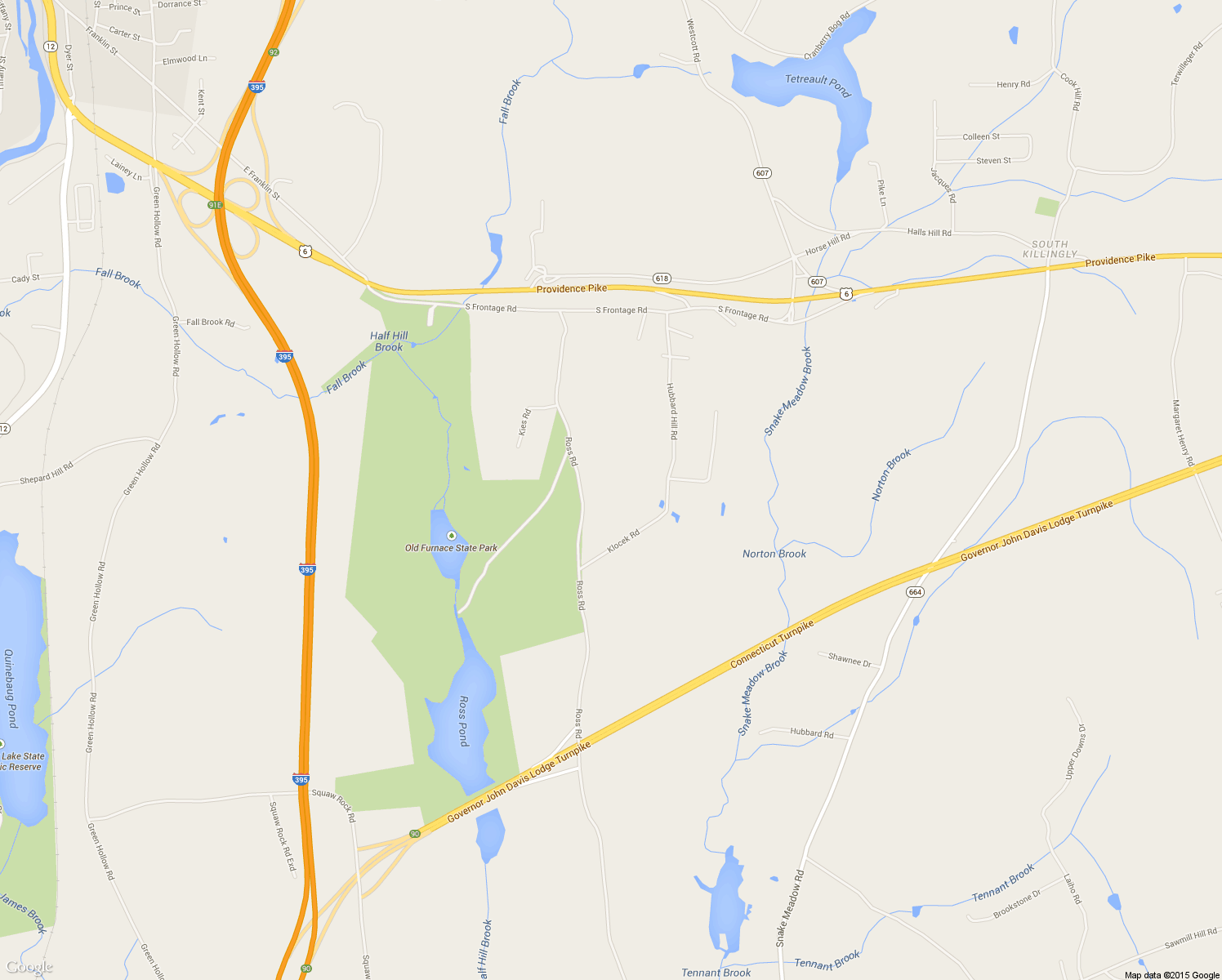 map of restaurants, bars, coffee shops, grocery stores, and more near 120 Ross Road in Killingly