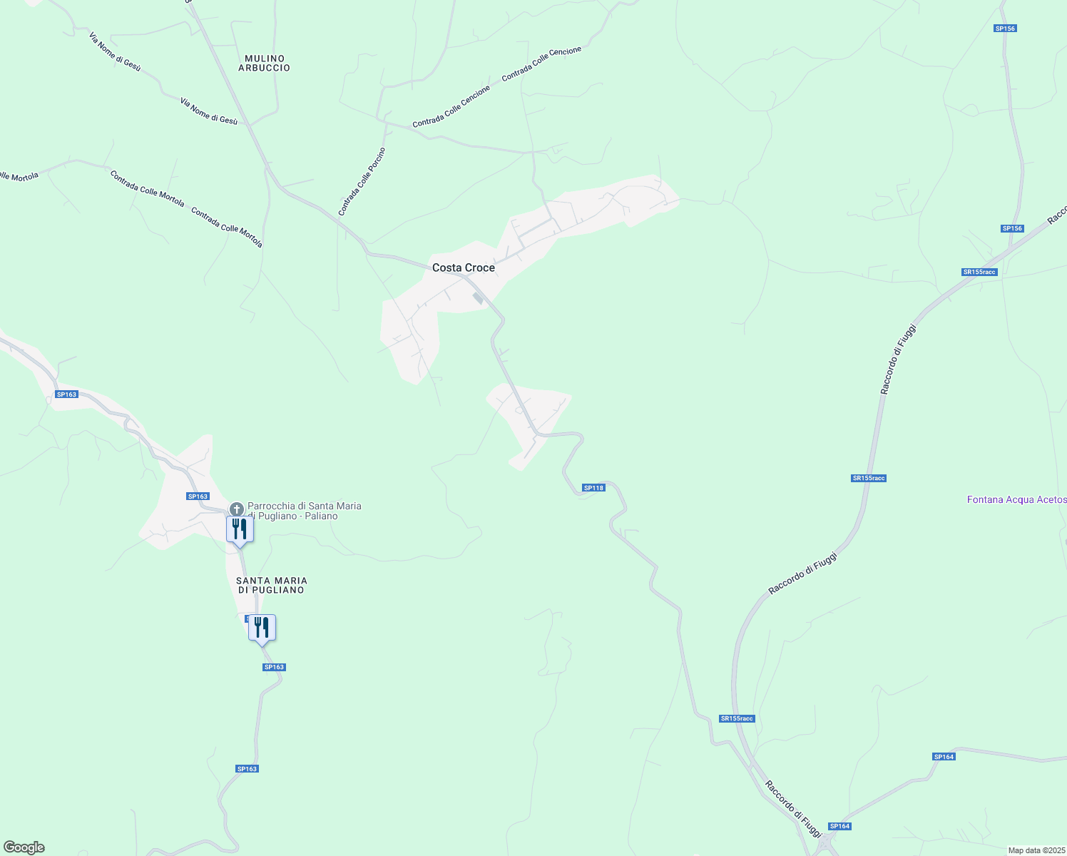 map of restaurants, bars, coffee shops, grocery stores, and more near Strada Provinciale 118 in Provincia di Frosinone