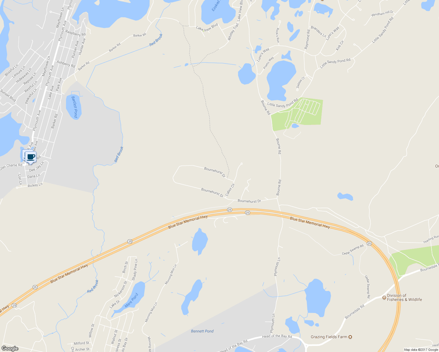 map of restaurants, bars, coffee shops, grocery stores, and more near 229 Bournehurst Drive in Plymouth