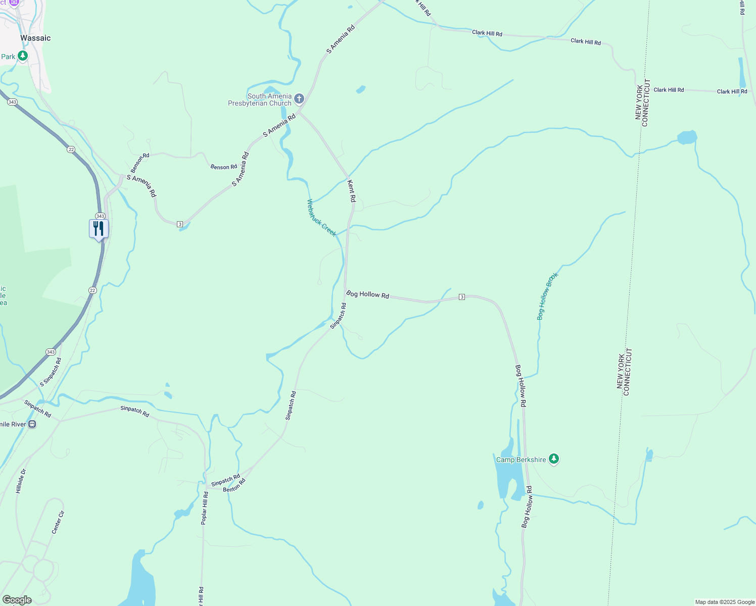 map of restaurants, bars, coffee shops, grocery stores, and more near 32 Bog Hollow Road in Wassaic