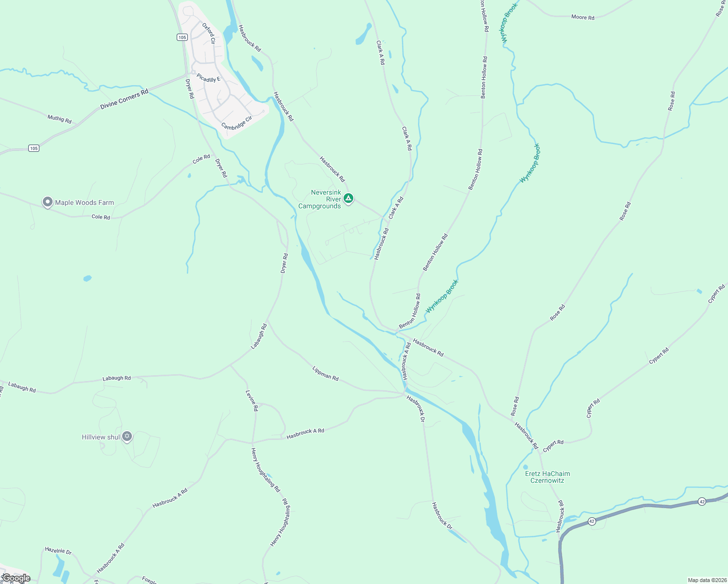 map of restaurants, bars, coffee shops, grocery stores, and more near 325 Hasbrouck Road in Woodbourne