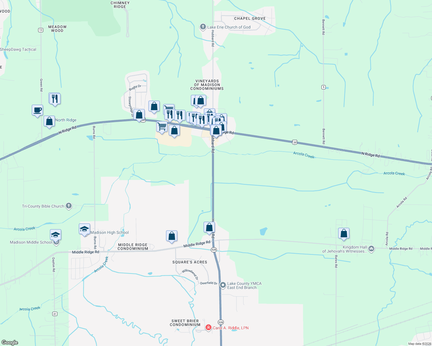 map of restaurants, bars, coffee shops, grocery stores, and more near 2833 Hubbard Rd in Madison