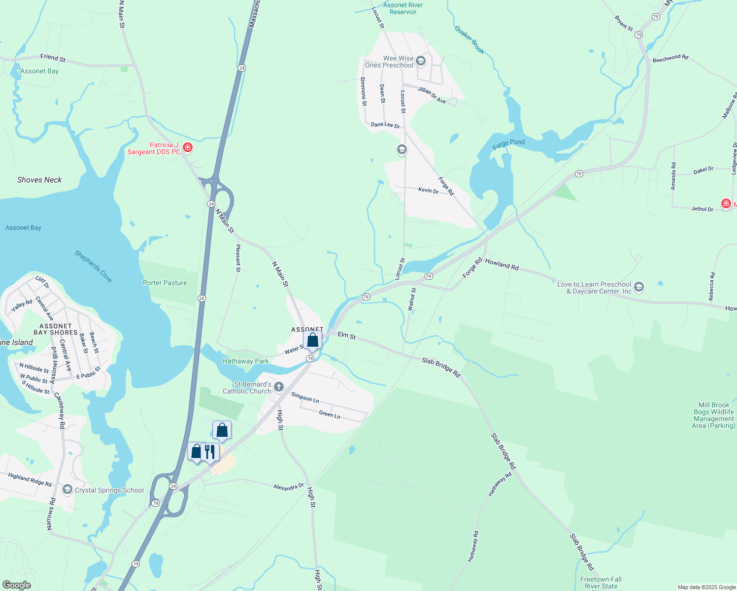 map of restaurants, bars, coffee shops, grocery stores, and more near 18 Mill Street in Freetown