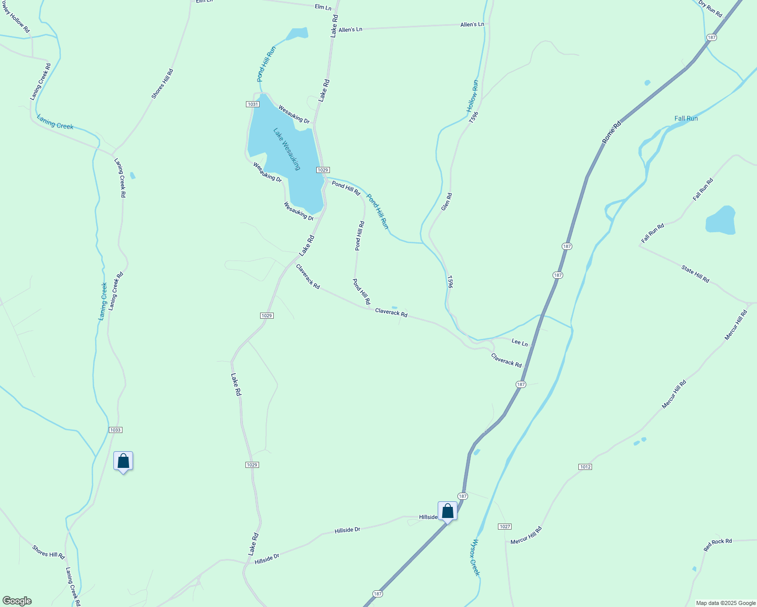 map of restaurants, bars, coffee shops, grocery stores, and more near Claverack Road in Towanda