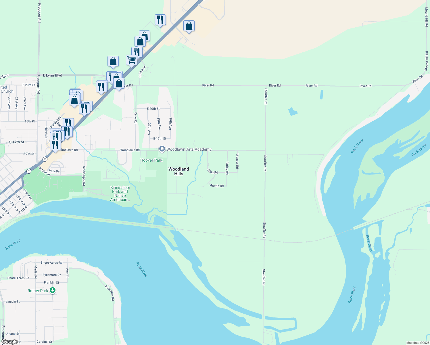 map of restaurants, bars, coffee shops, grocery stores, and more near 1398 Winn Rd in Sterling
