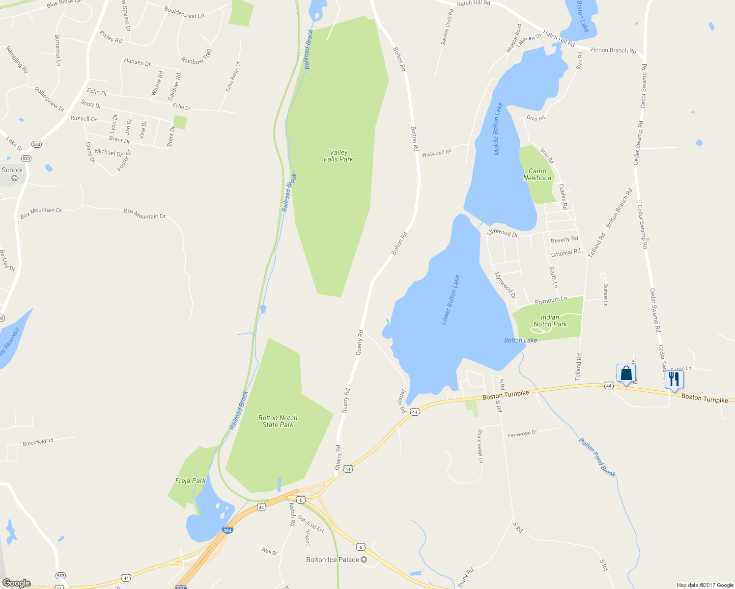 map of restaurants, bars, coffee shops, grocery stores, and more near 140 Vernon Road in Bolton