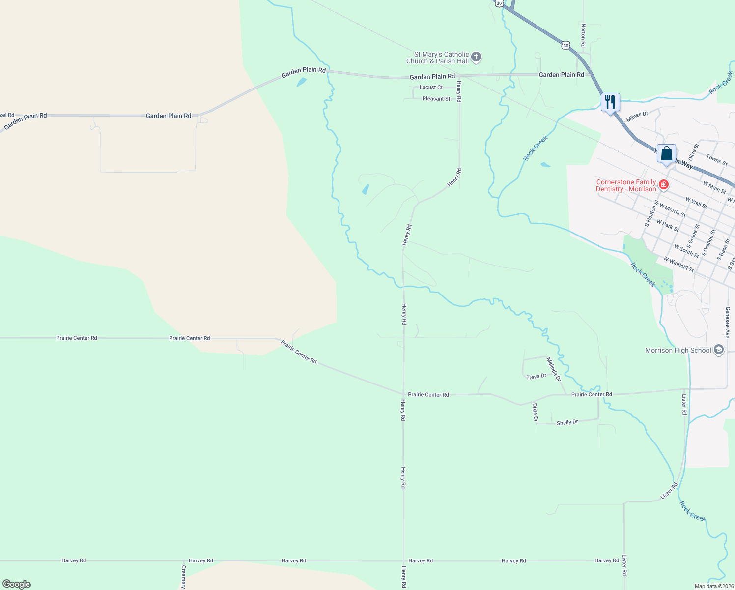 map of restaurants, bars, coffee shops, grocery stores, and more near 15207 Henry Road in Morrison