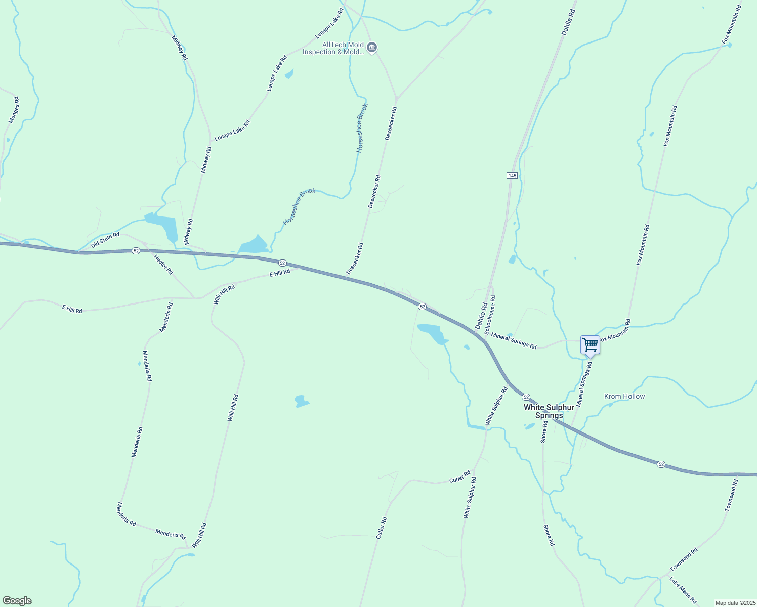 map of restaurants, bars, coffee shops, grocery stores, and more near 3508 New York 52 in White Sulphur Springs