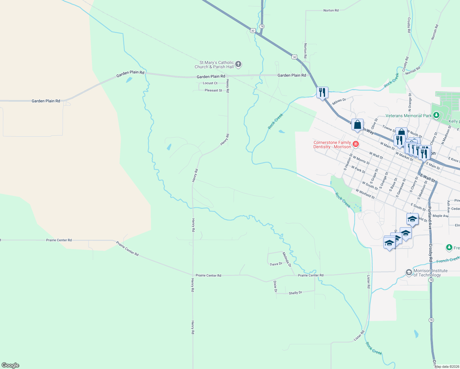 map of restaurants, bars, coffee shops, grocery stores, and more near 13264 Deer Trace Drive in Morrison