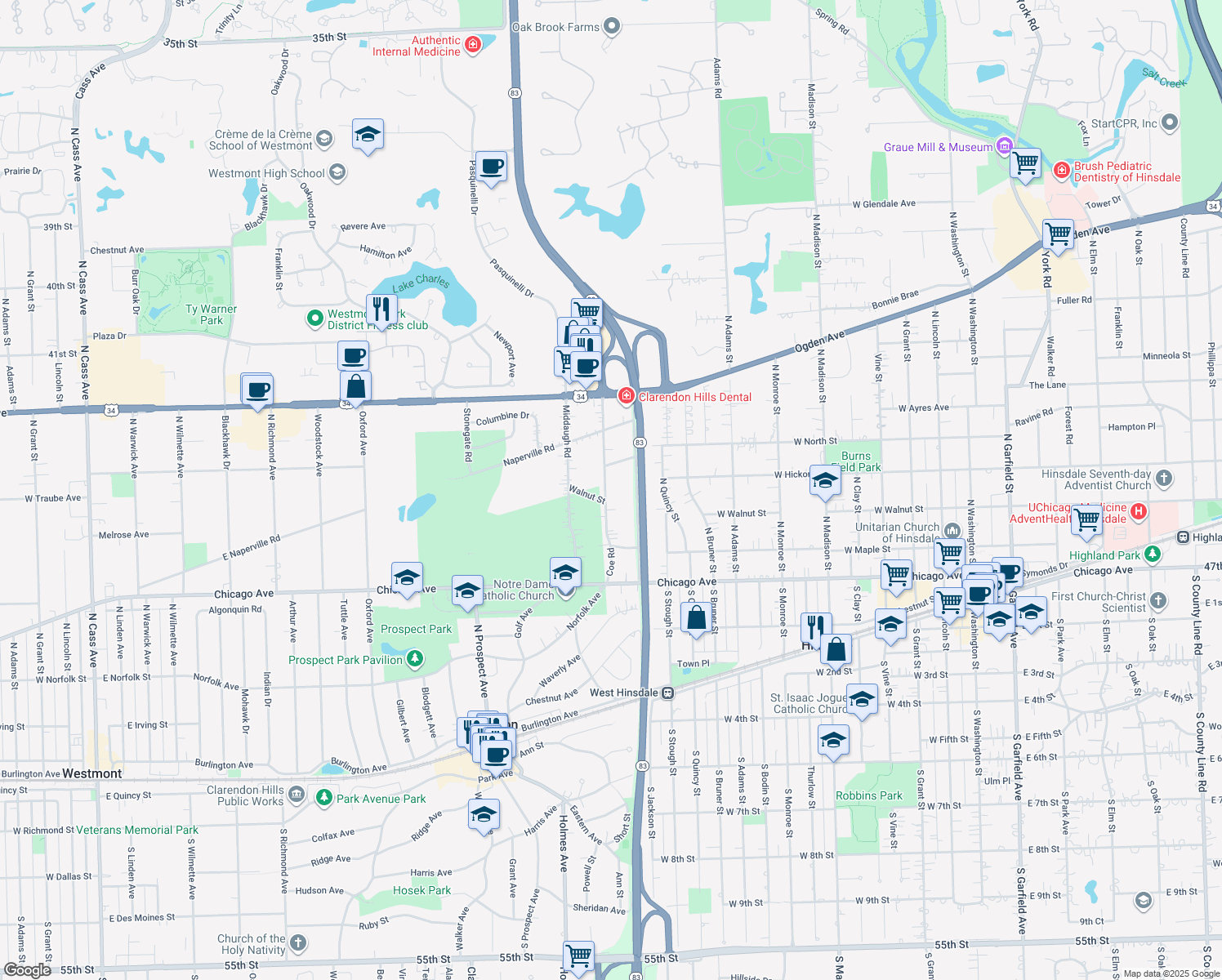 247 Coe Road, Clarendon Hills IL Walk Score