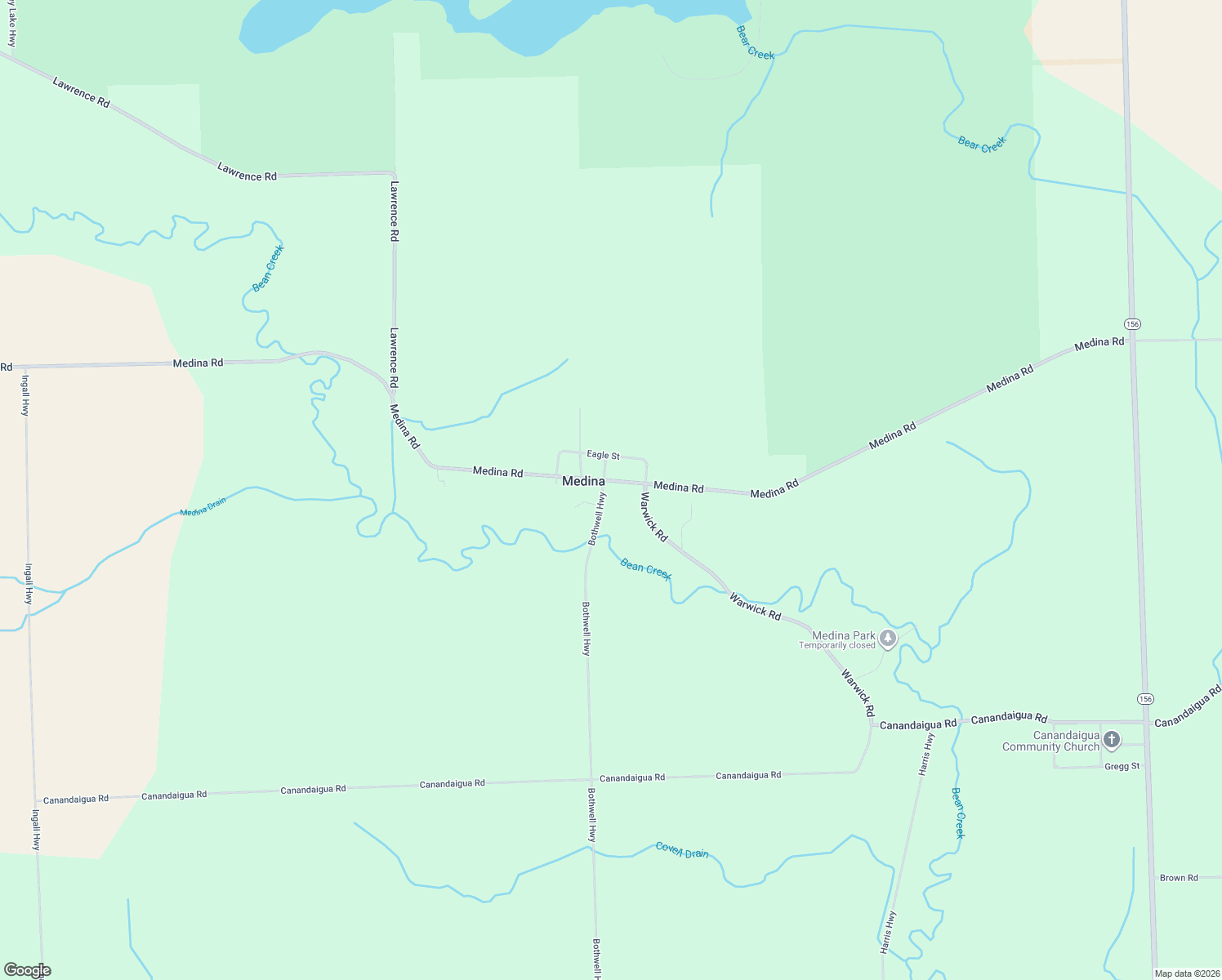 map of restaurants, bars, coffee shops, grocery stores, and more near 12427 Medina Road in Hudson