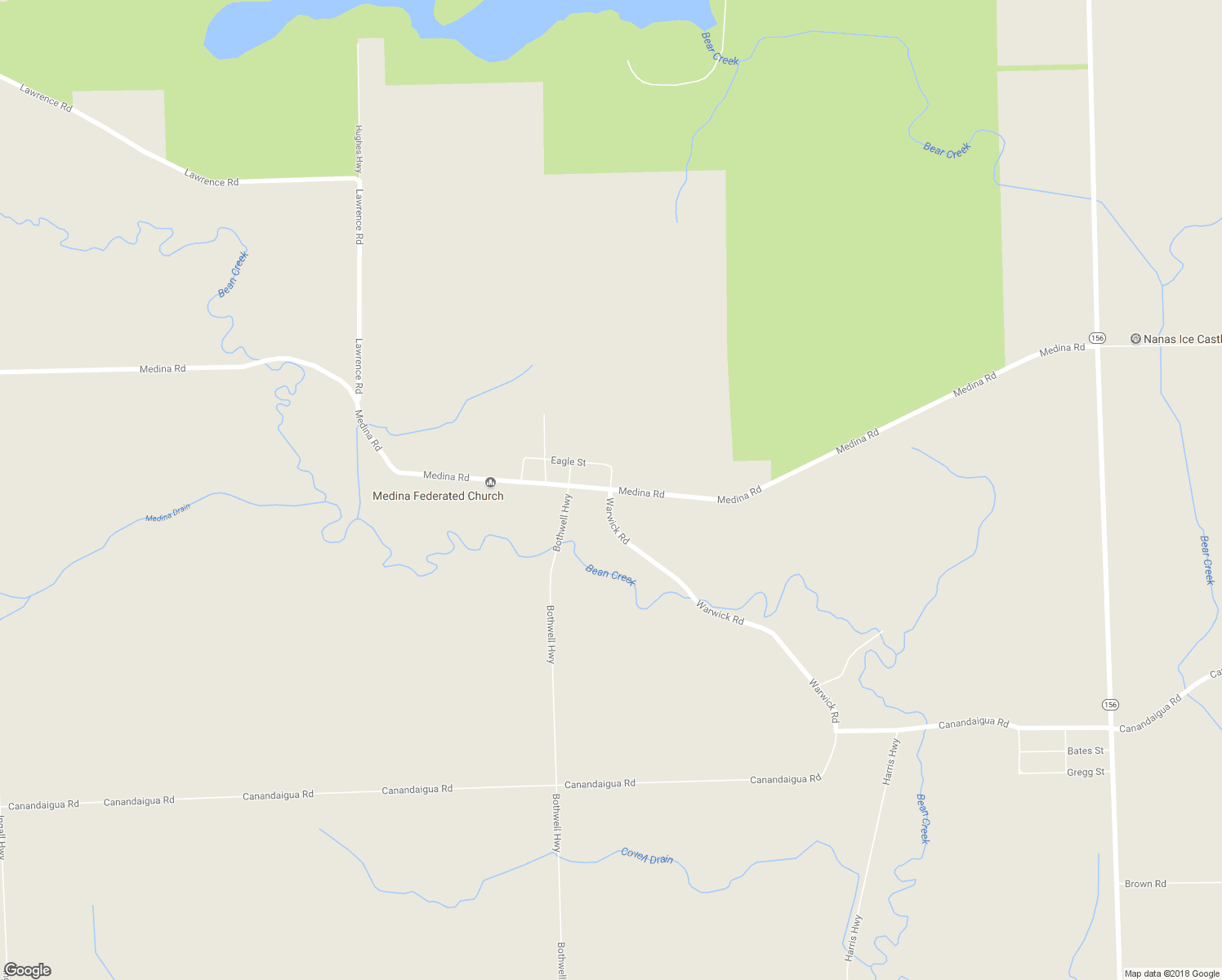 map of restaurants, bars, coffee shops, grocery stores, and more near 12301 Medina Road in Hudson