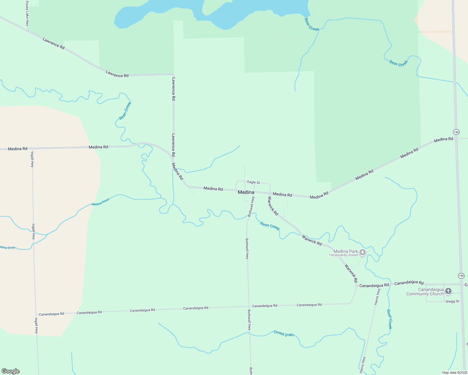 map of restaurants, bars, coffee shops, grocery stores, and more near 12576 Medina Road in Hudson
