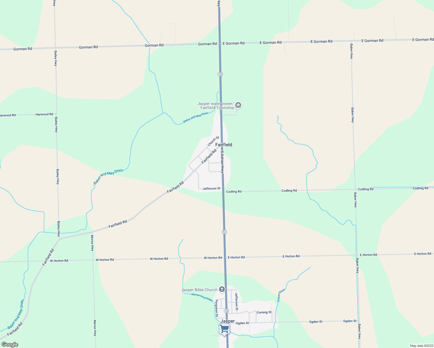 map of restaurants, bars, coffee shops, grocery stores, and more near 1039 Davis St in Adrian
