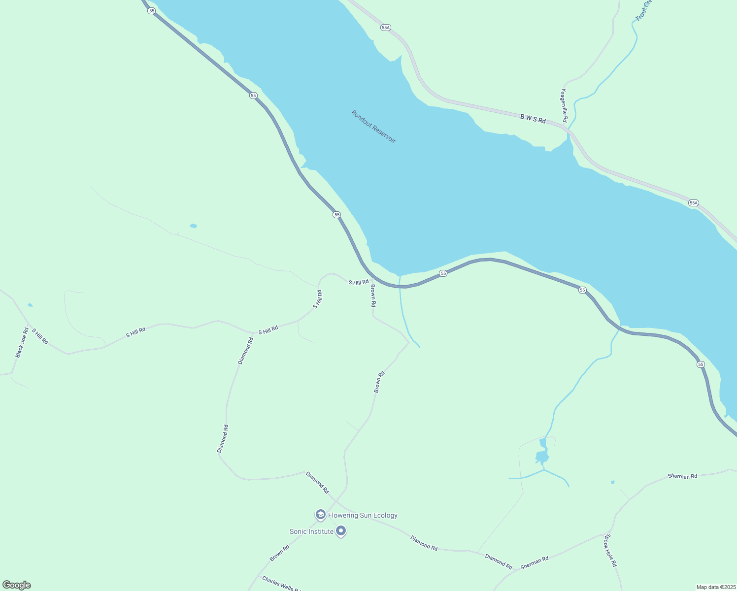 map of restaurants, bars, coffee shops, grocery stores, and more near 18 Brown Road in Grahamsville