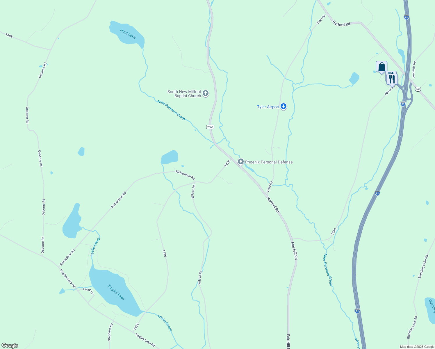 map of restaurants, bars, coffee shops, grocery stores, and more near Wolf Lake Road in Susquehanna County