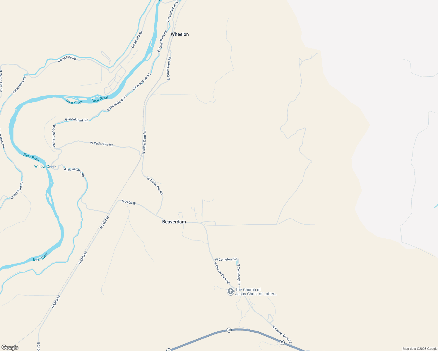 map of restaurants, bars, coffee shops, grocery stores, and more near 16418 North Beaver Dam Road in Collinston