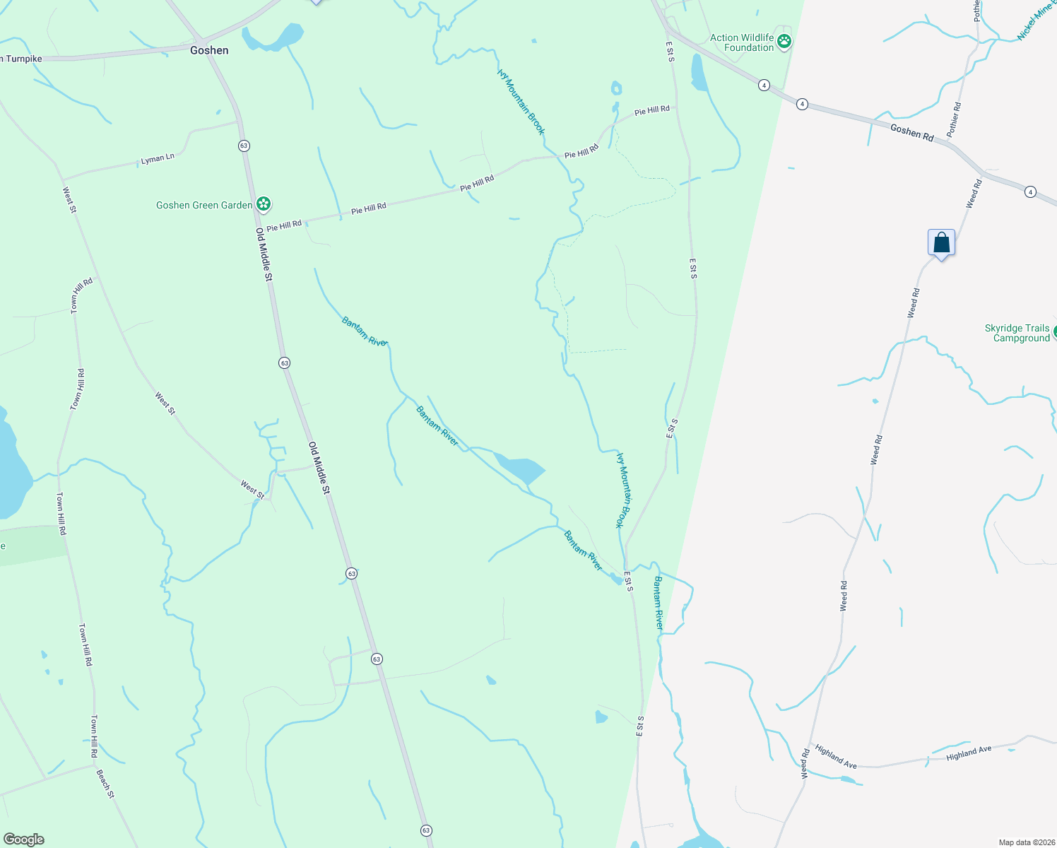 map of restaurants, bars, coffee shops, grocery stores, and more near 99 Reservoir Road in Goshen