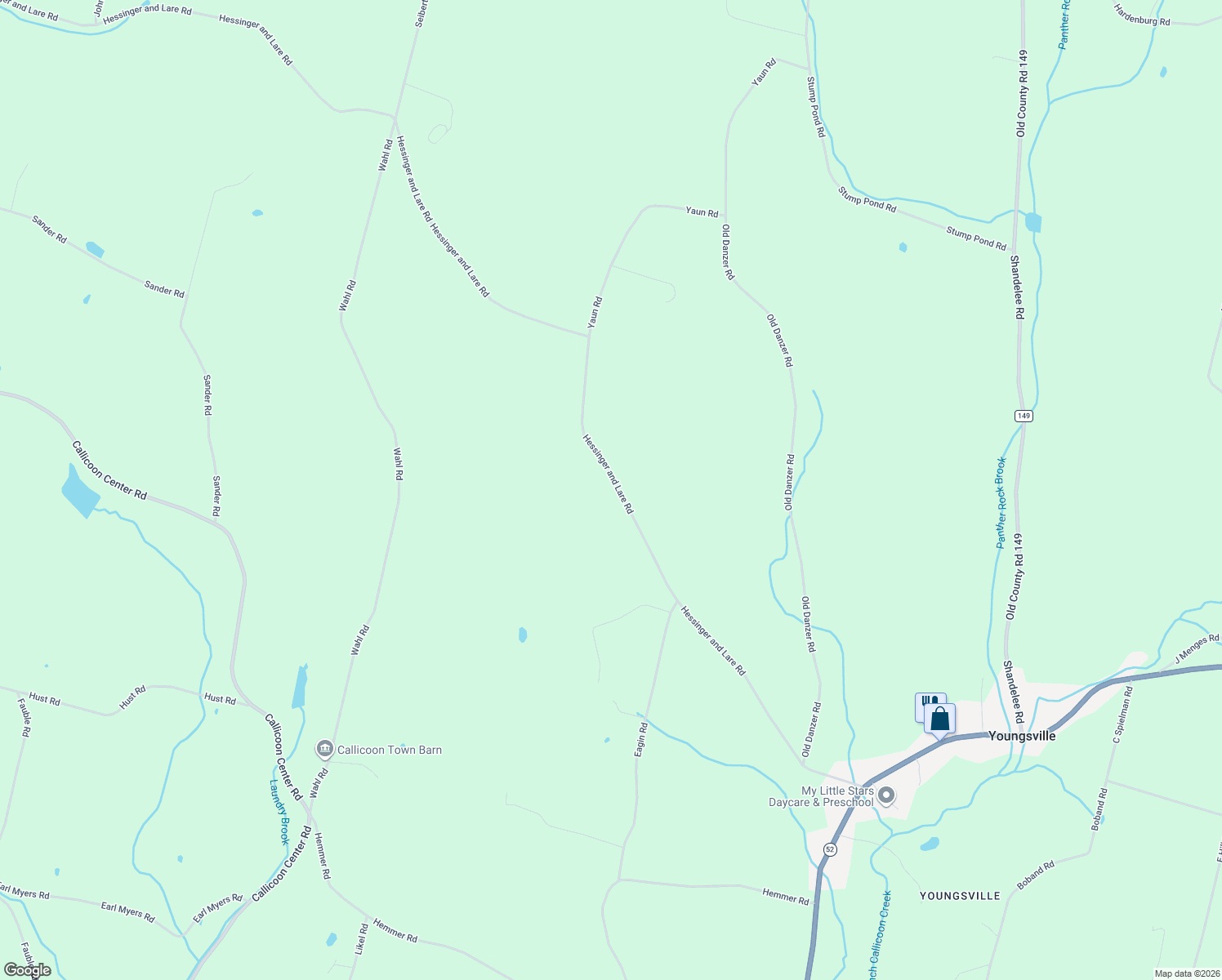 map of restaurants, bars, coffee shops, grocery stores, and more near 231 Hessinger and Lare Road in Livingston Manor