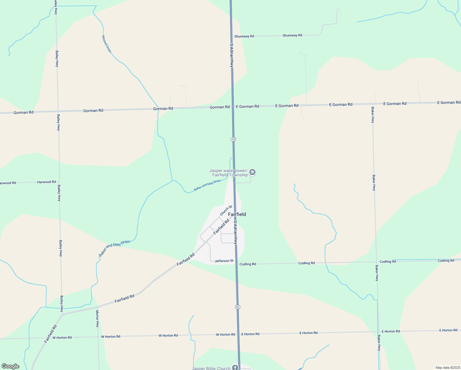 map of restaurants, bars, coffee shops, grocery stores, and more near 7044 South Adrian Highway in Adrian