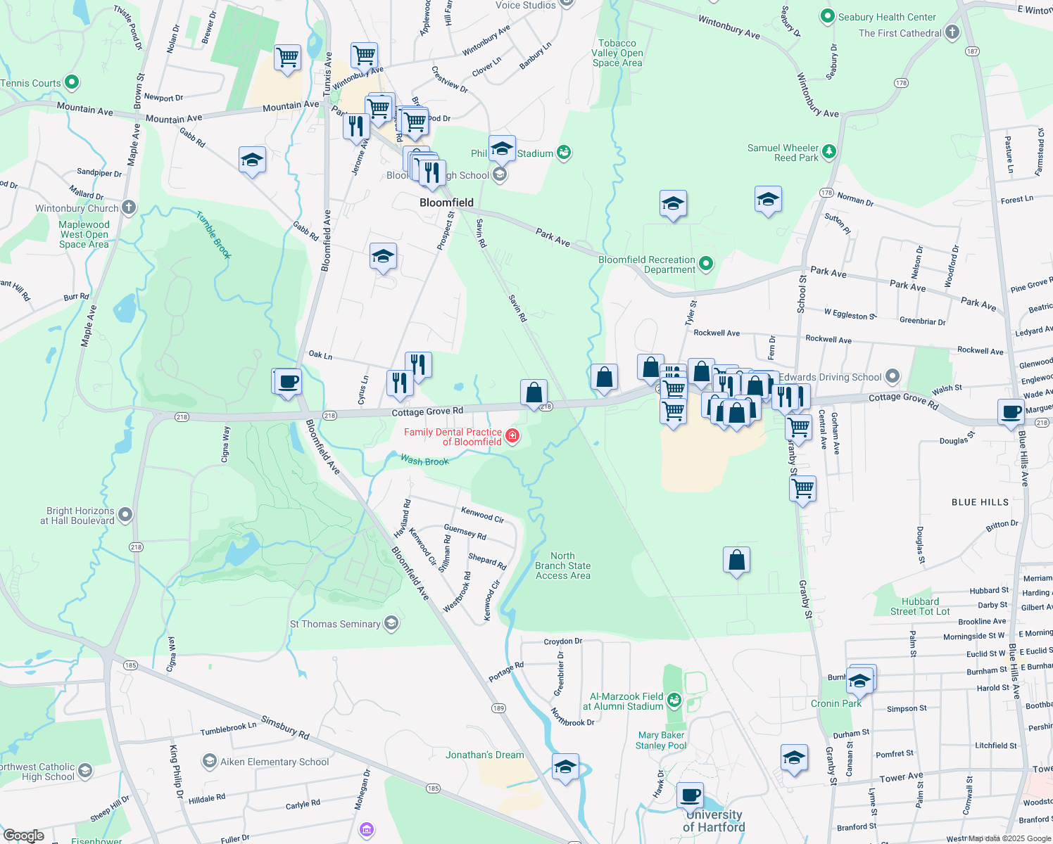 1 Northwestern Dr, Bloomfield CT Walk Score