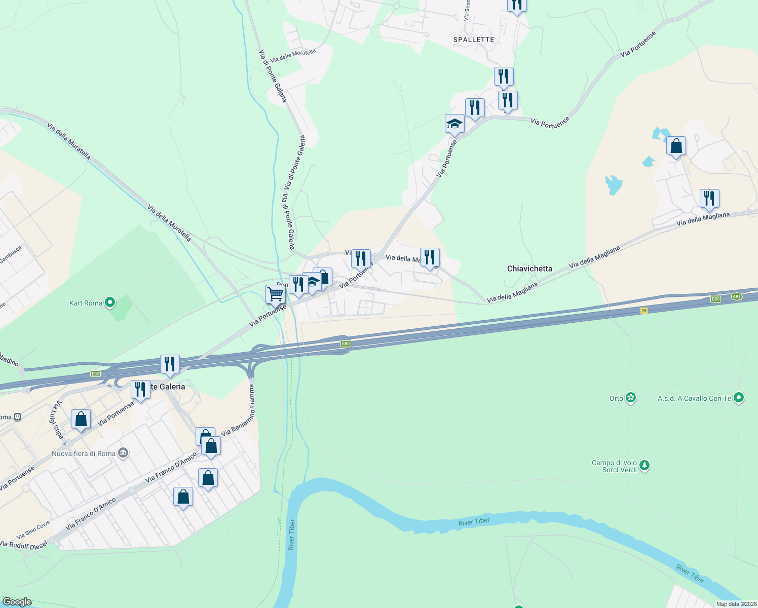 map of restaurants, bars, coffee shops, grocery stores, and more near 28 Via Aldo Bibolini in Città metropolitana di Roma Capitale