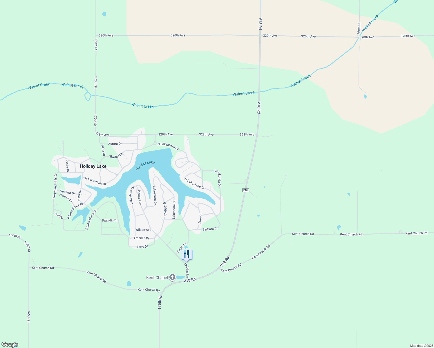 map of restaurants, bars, coffee shops, grocery stores, and more near 6147-6168 Waukonda Drive in Brooklyn