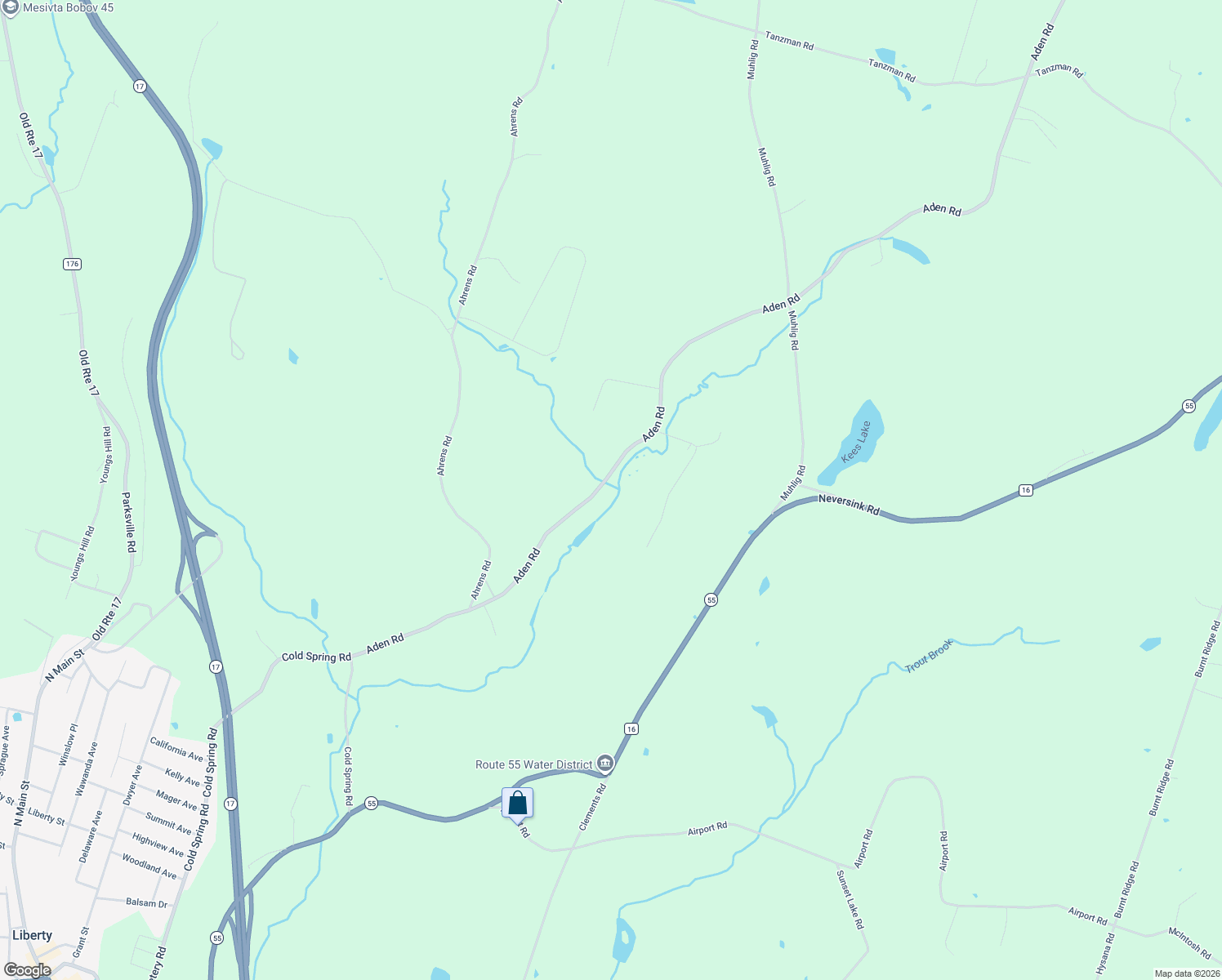 map of restaurants, bars, coffee shops, grocery stores, and more near 178 Aden Rd in Liberty