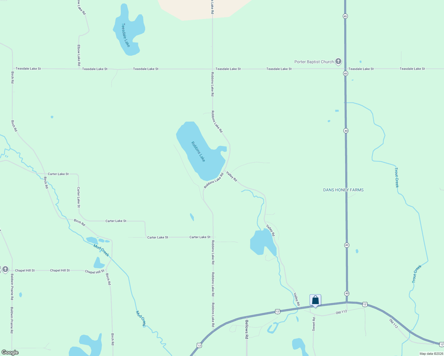 map of restaurants, bars, coffee shops, grocery stores, and more near 67325 Robbins Lake Road in Jones
