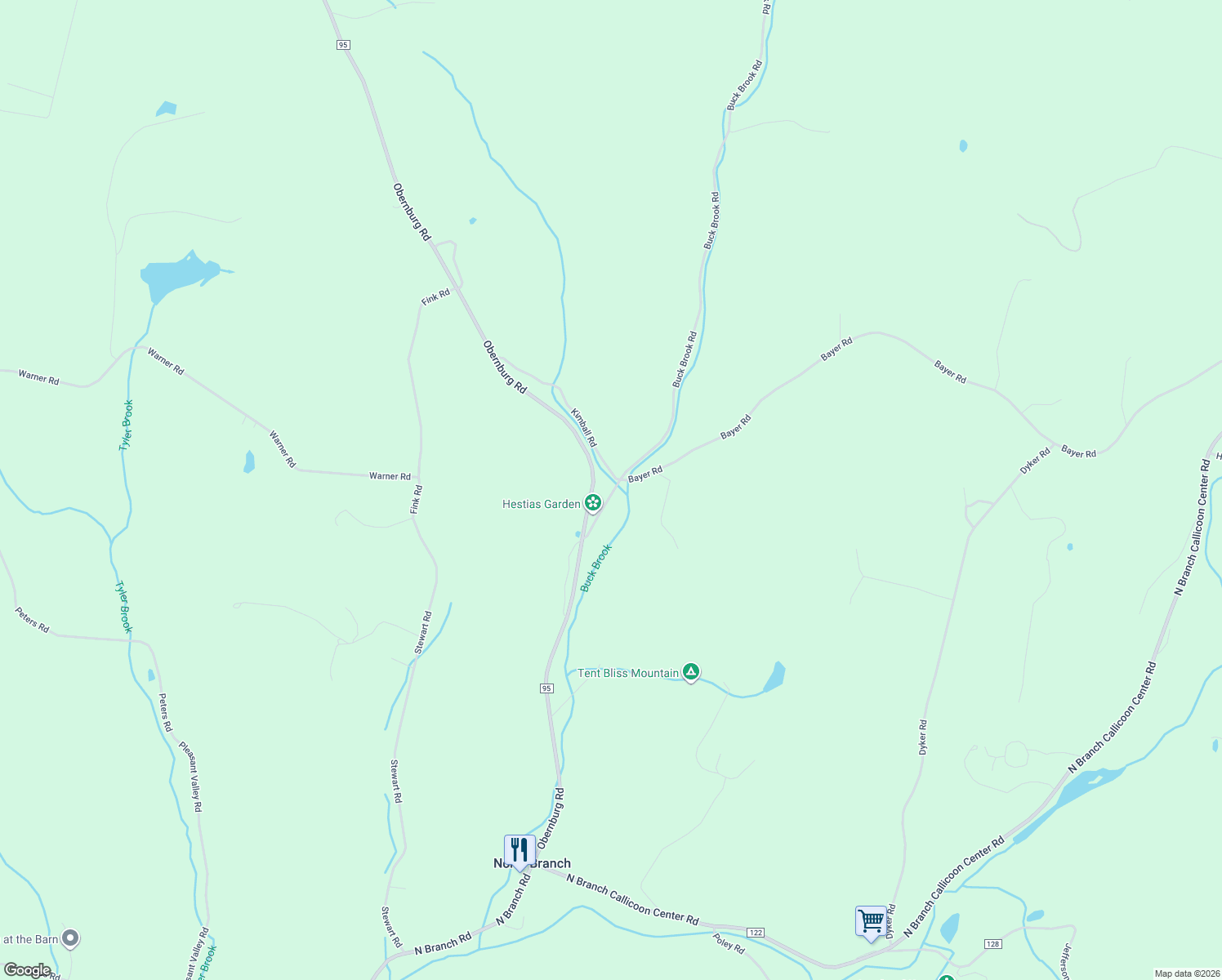 map of restaurants, bars, coffee shops, grocery stores, and more near 898 Buck Brook Road in North Branch