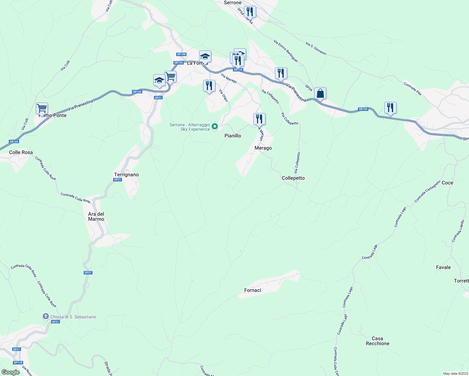 map of restaurants, bars, coffee shops, grocery stores, and more near 28 Via S. Angelo Colle in Frosinone