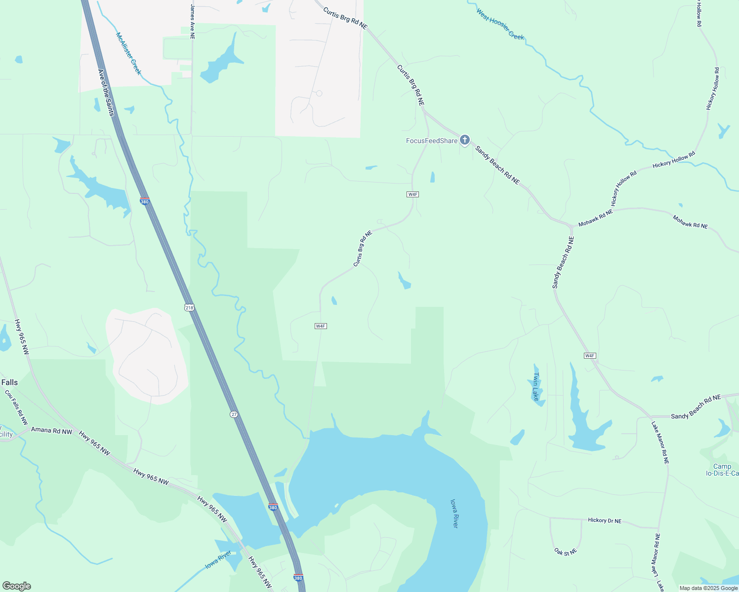 map of restaurants, bars, coffee shops, grocery stores, and more near 1509 Ridge Top Drive Northeast in Swisher