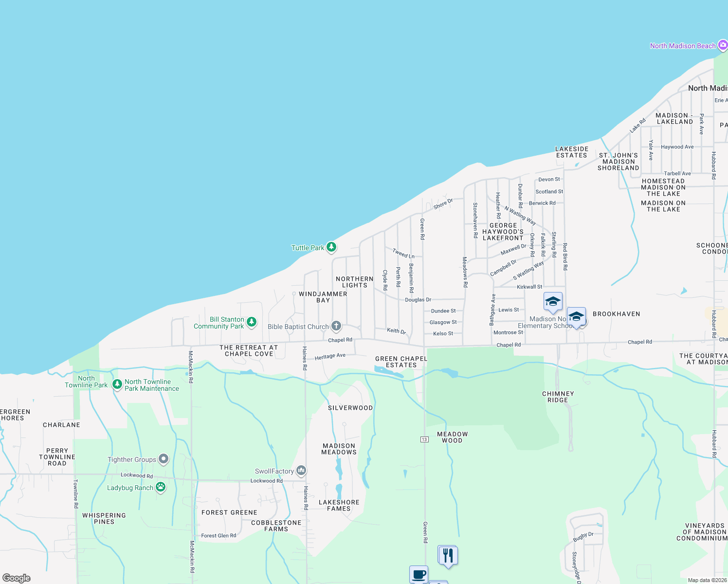 map of restaurants, bars, coffee shops, grocery stores, and more near 1885 Sandgate Road in Madison