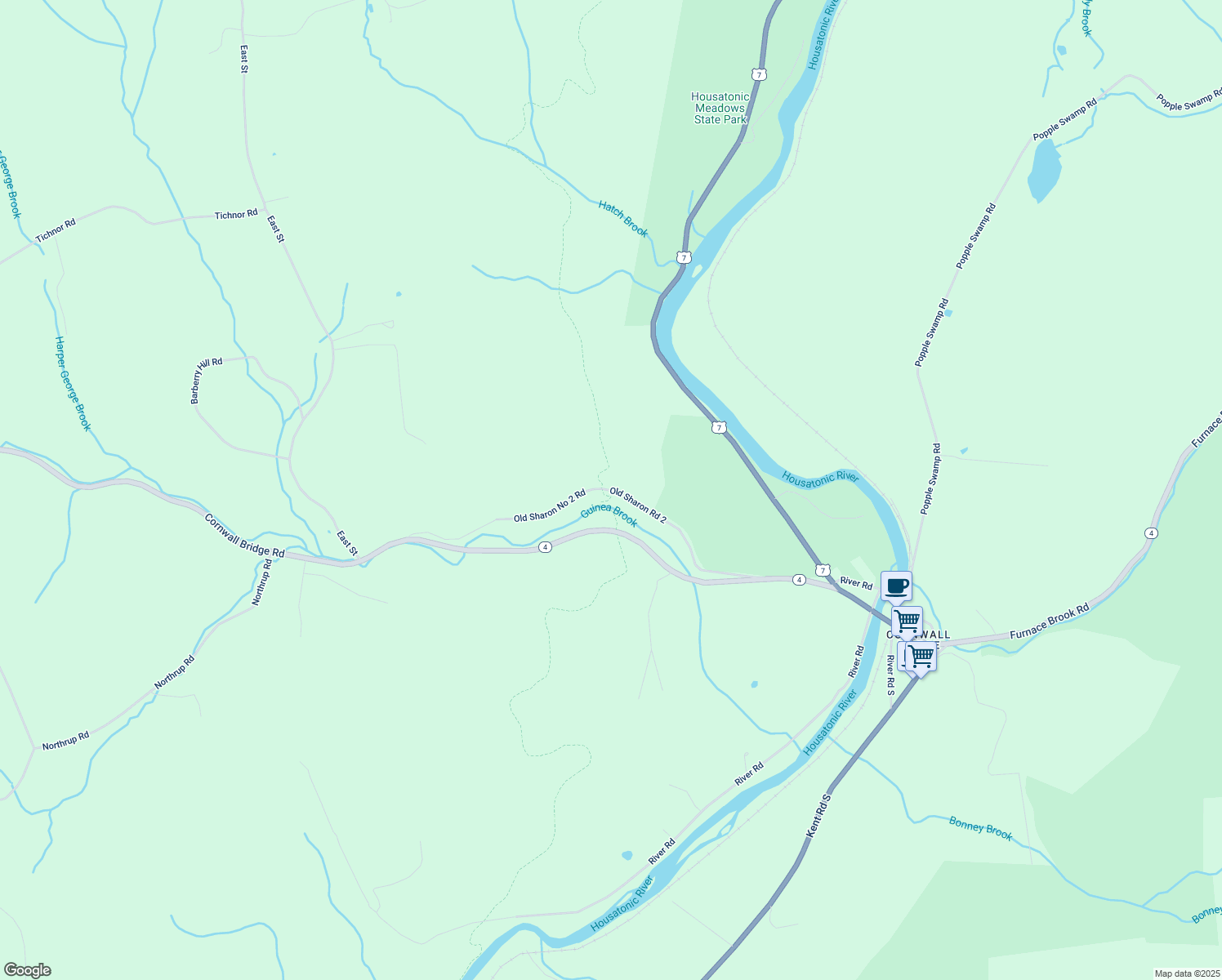 map of restaurants, bars, coffee shops, grocery stores, and more near 12 Old Sharon Road 2 in Sharon