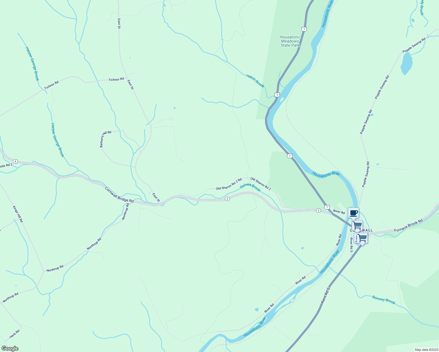 map of restaurants, bars, coffee shops, grocery stores, and more near 12 Old Sharon Road 2 in Sharon