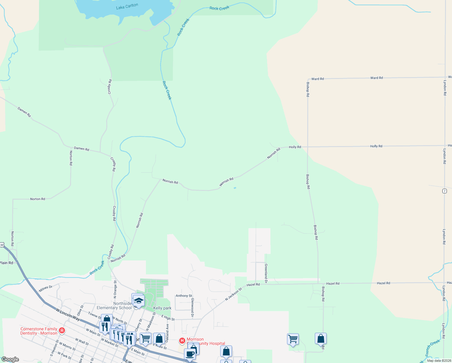 map of restaurants, bars, coffee shops, grocery stores, and more near 15344 Norrish Rd in Morrison
