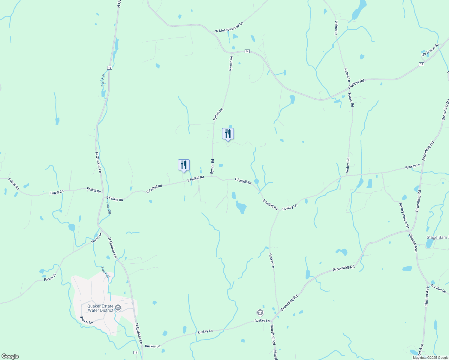 map of restaurants, bars, coffee shops, grocery stores, and more near 310 East Fallkill Road in Hyde Park