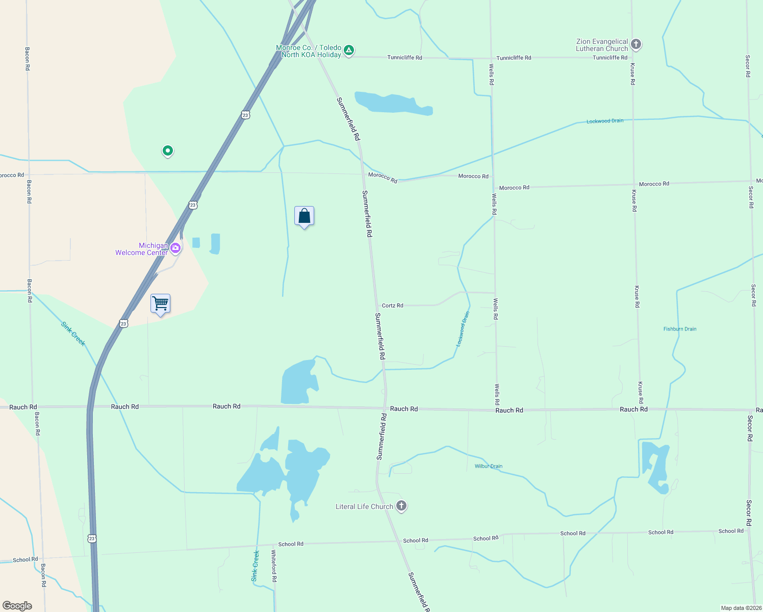 map of restaurants, bars, coffee shops, grocery stores, and more near 15097 Cortz Road in Petersburg