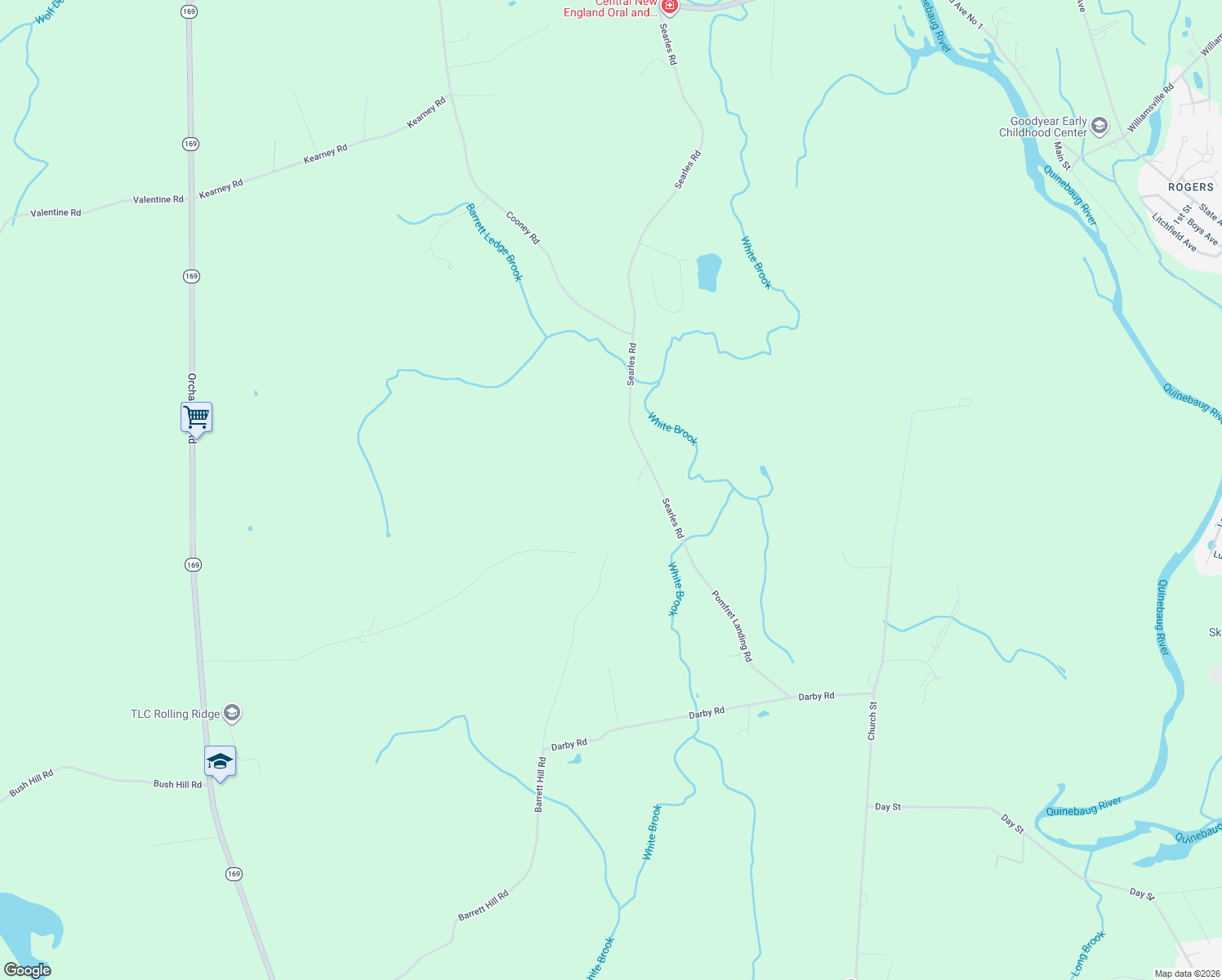 map of restaurants, bars, coffee shops, grocery stores, and more near 282 Searles Road in Pomfret