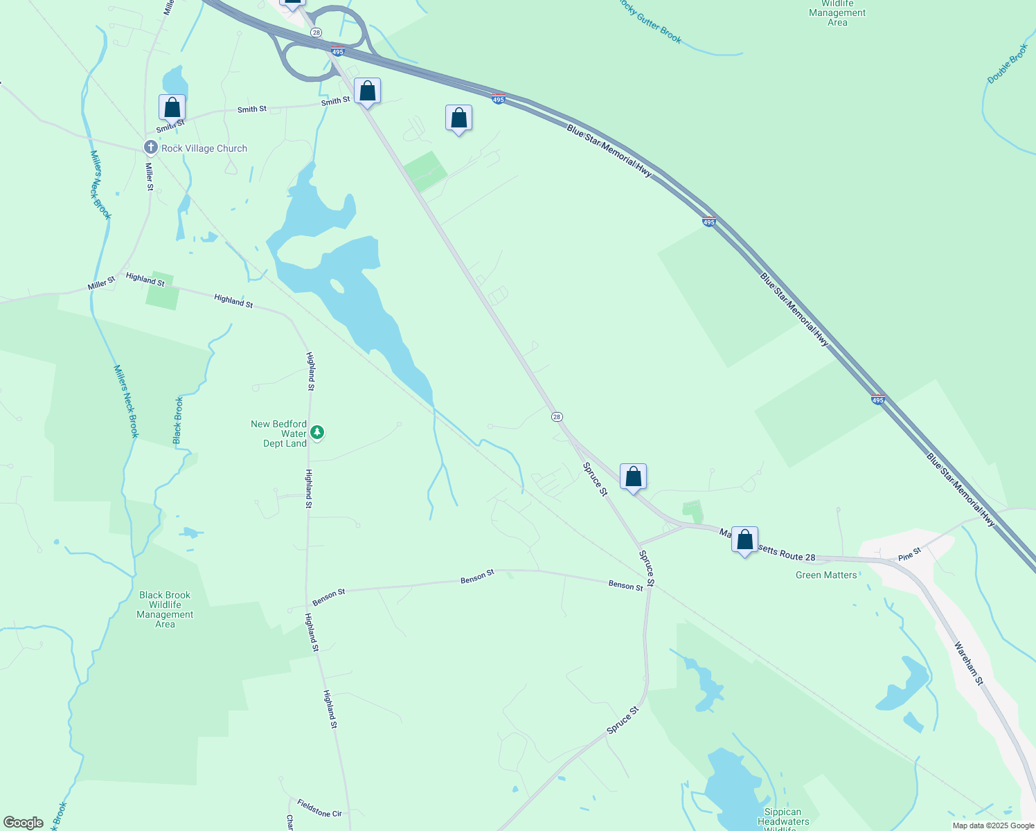 map of restaurants, bars, coffee shops, grocery stores, and more near 19 Katie Drive in Middleborough