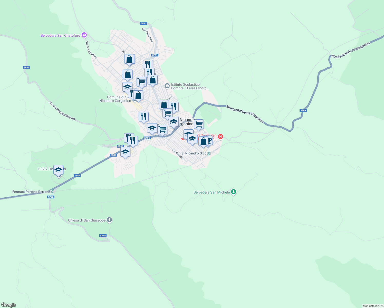 map of restaurants, bars, coffee shops, grocery stores, and more near 9 Via Vincenzo Ruscitto in San Nicandro Garganico