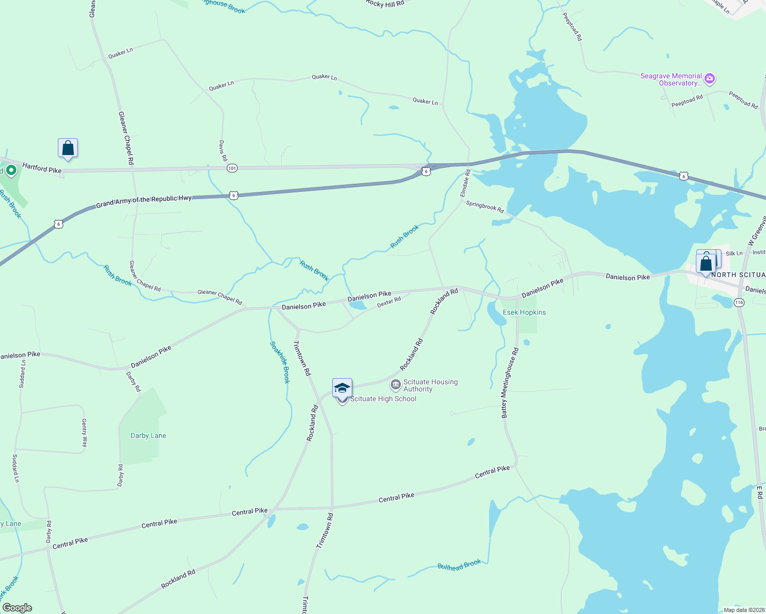 map of restaurants, bars, coffee shops, grocery stores, and more near 30 Dexter Rd in Scituate