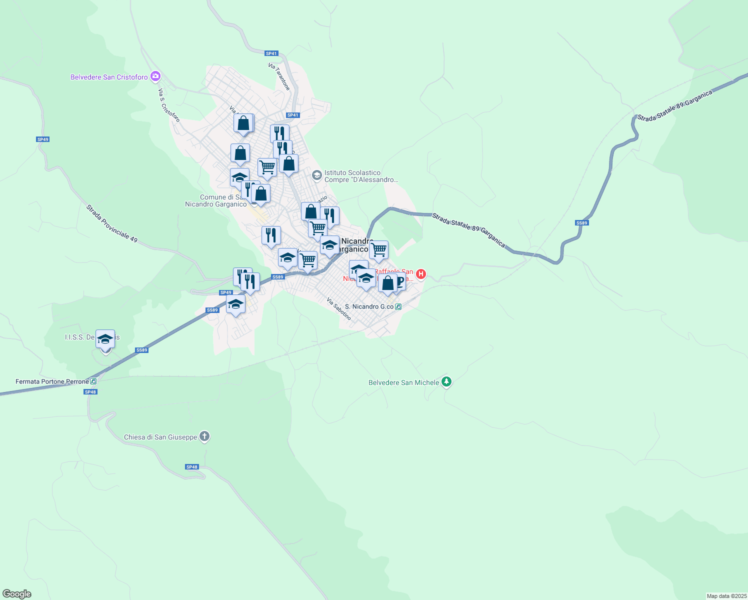 map of restaurants, bars, coffee shops, grocery stores, and more near 9 Via Vincenzo Ruscitto in San Nicandro Garganico