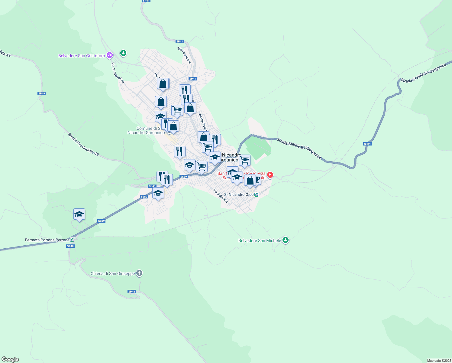 map of restaurants, bars, coffee shops, grocery stores, and more near 15 Via Vincenzo Cavalli in San Nicandro Garganico