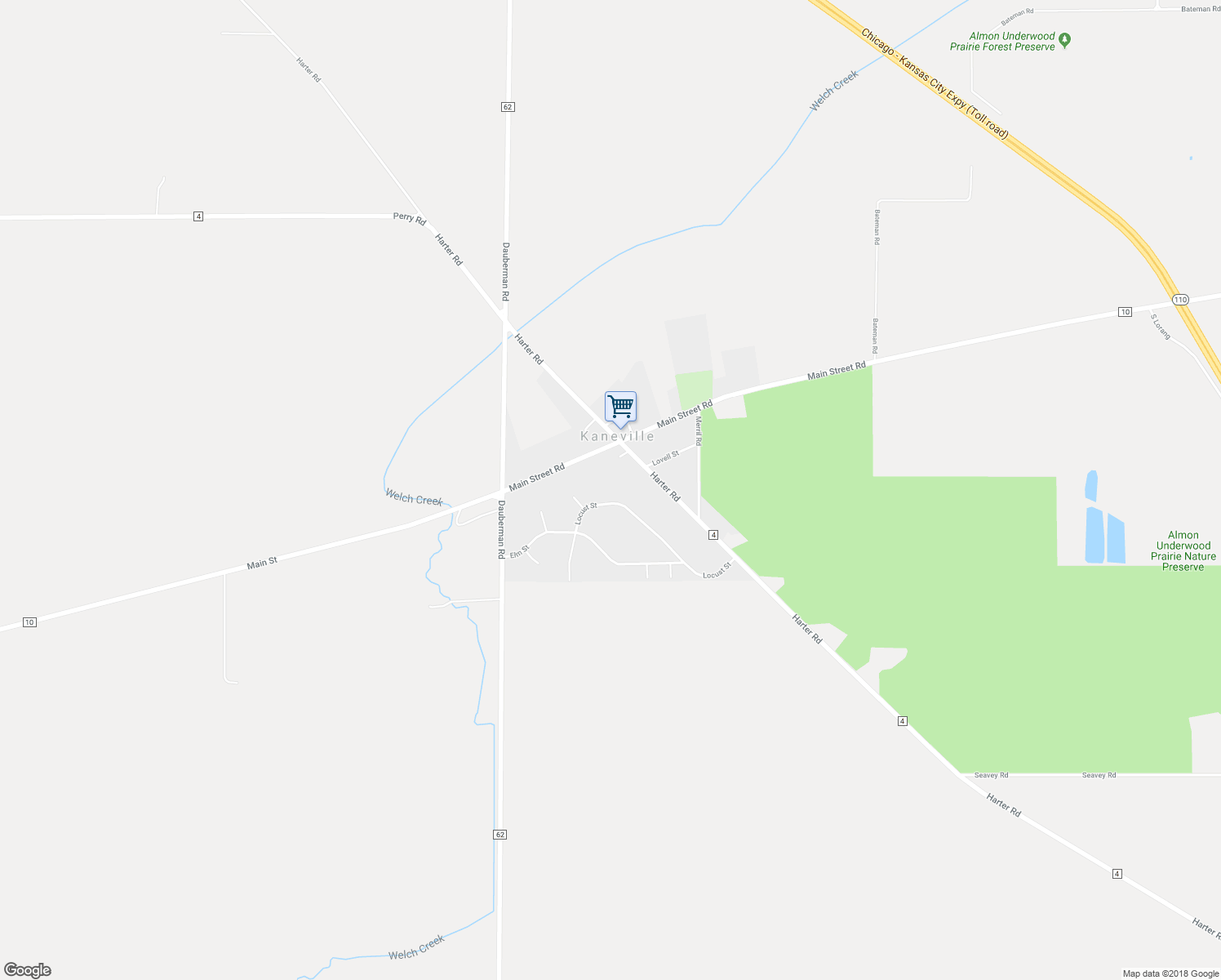 map of restaurants, bars, coffee shops, grocery stores, and more near 46W710 Locust Street in Elburn