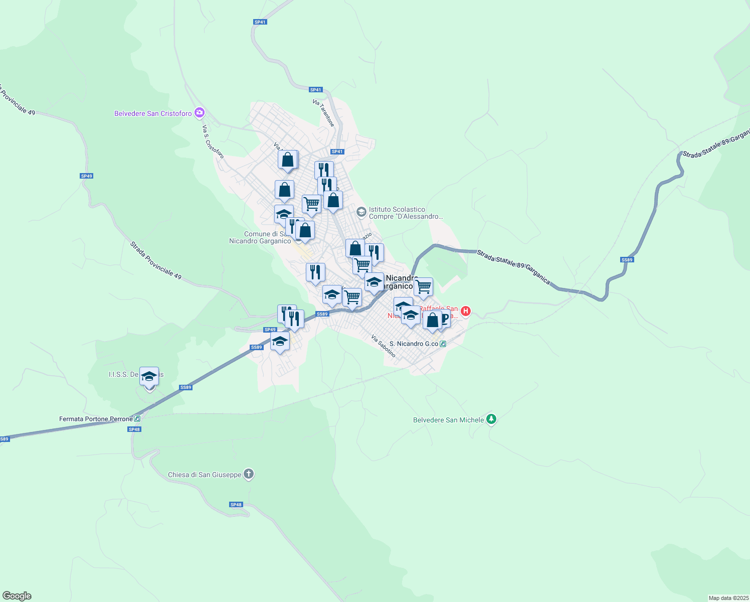 map of restaurants, bars, coffee shops, grocery stores, and more near 20 Via Gian Battista Vico in San Nicandro Garganico