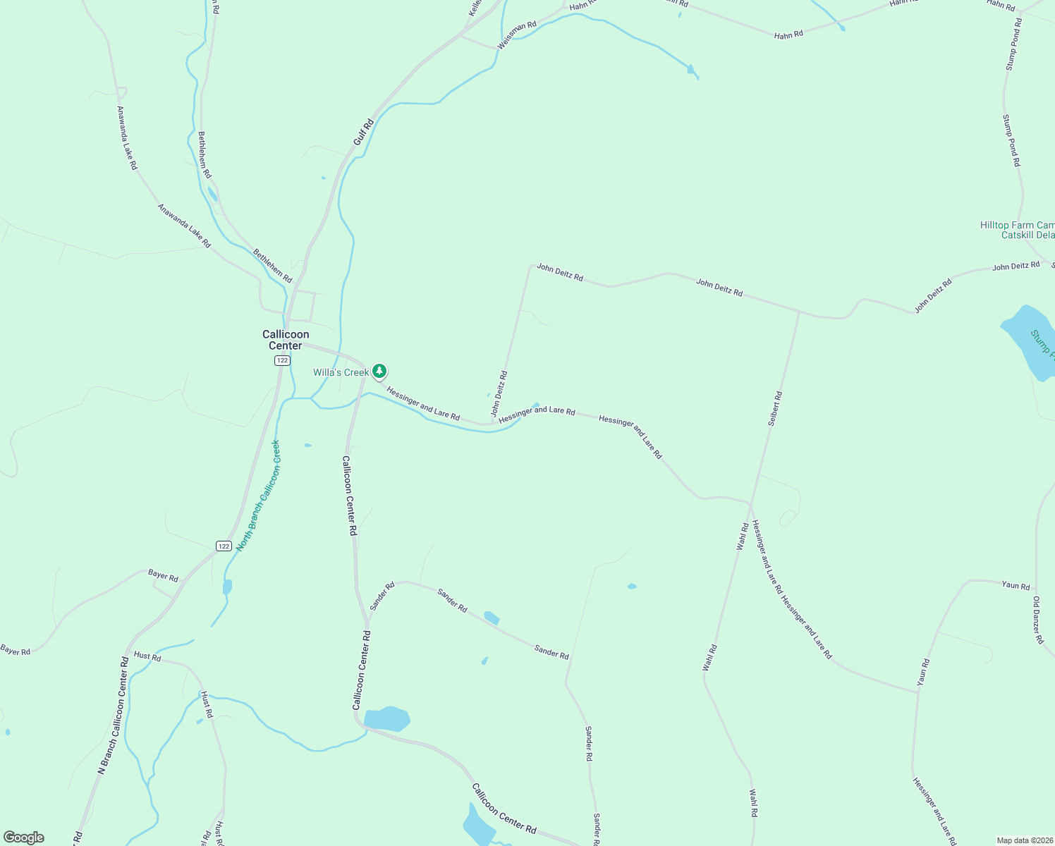 map of restaurants, bars, coffee shops, grocery stores, and more near 673 Hessinger Lare Road in Callicoon Center