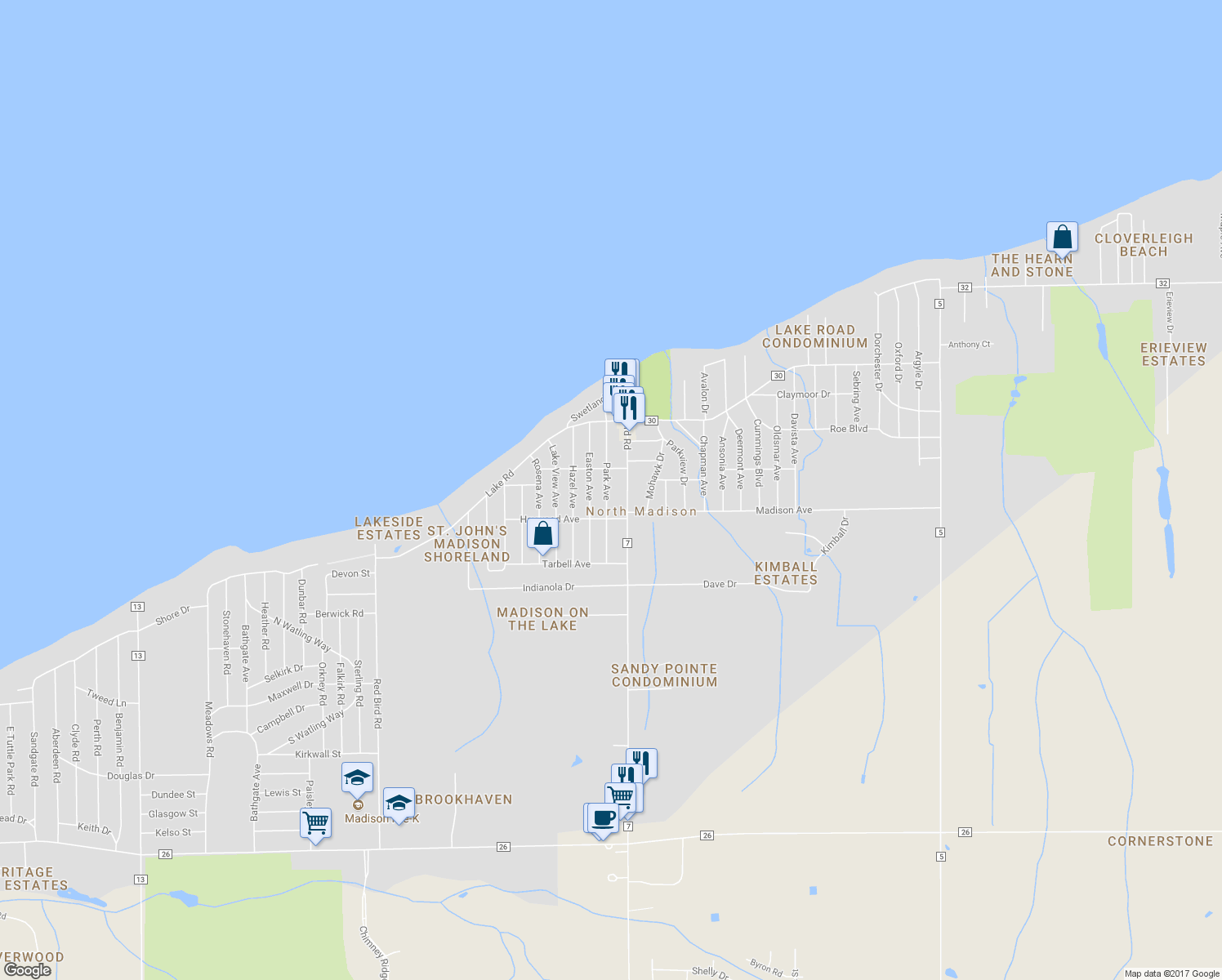 map of restaurants, bars, coffee shops, grocery stores, and more near 1499 Park Avenue in Madison