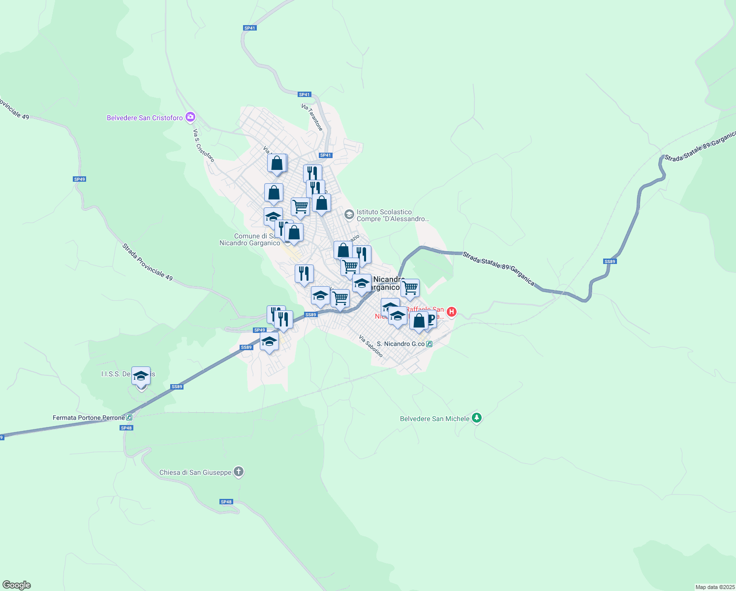 map of restaurants, bars, coffee shops, grocery stores, and more near 20 Via Gian Battista Vico in San Nicandro Garganico