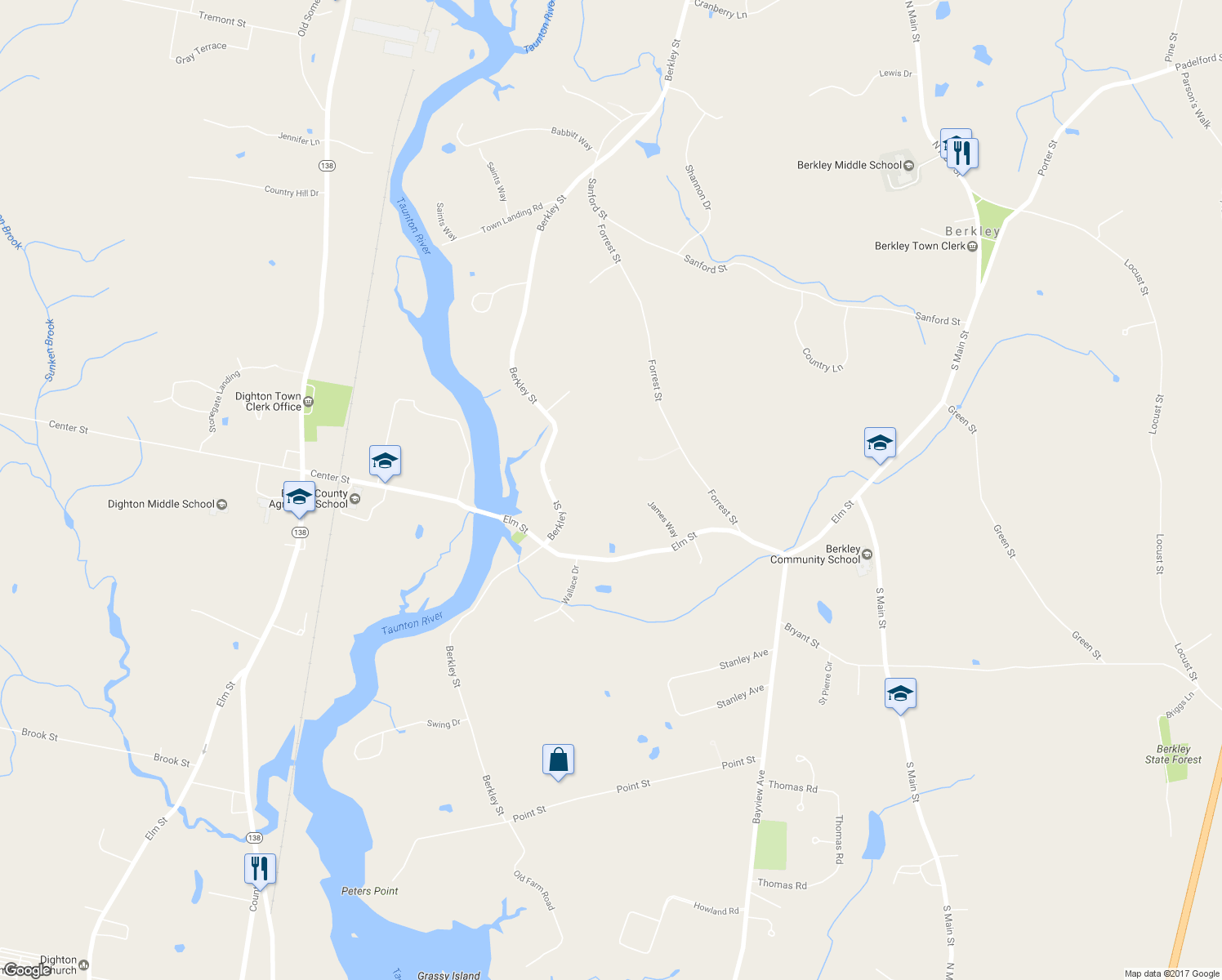 map of restaurants, bars, coffee shops, grocery stores, and more near 4 Carma Lane in Berkley